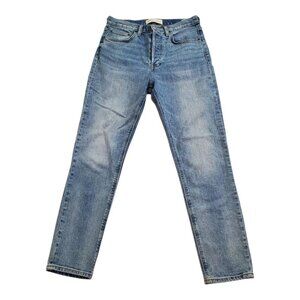 ARITZIA DENIM FORUM SZ 29 The Yoko High Rise Slim Buttonfly Light Wash Blue Jean